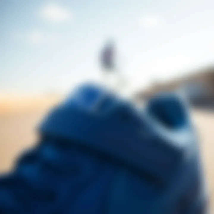 Close-up of royal blue Nike Pros highlighting design details and texture