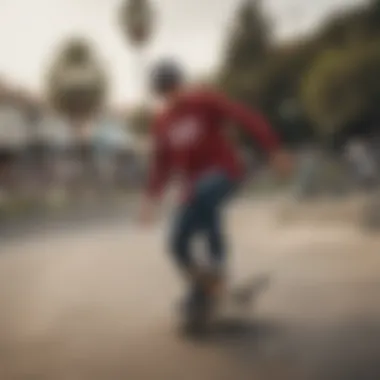 Skateboarder wearing Santa Cruz long sleeve shirt in action