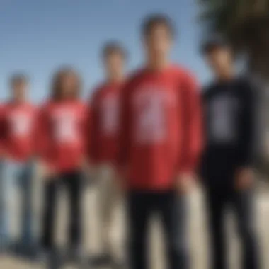 Group of friends showcasing different styles of Santa Cruz long sleeve shirts