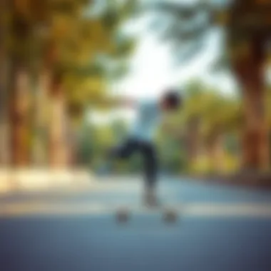 A young skateboarder practicing balance on a board