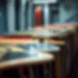 Various types of skateboards lined up for selection