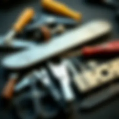 Various Tools for Skate Maintenance Different skate sharpening tools laid out for use