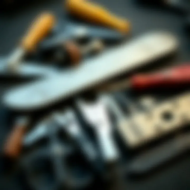 Various Tools for Skate Maintenance Different skate sharpening tools laid out for use