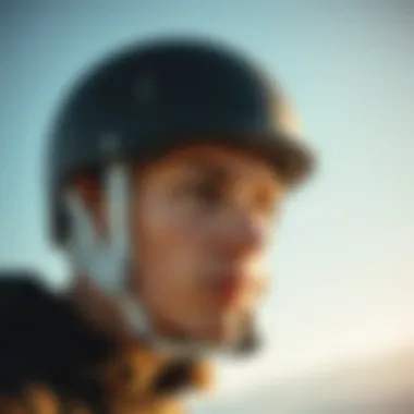 Close-up of a smart helmet with safety features
