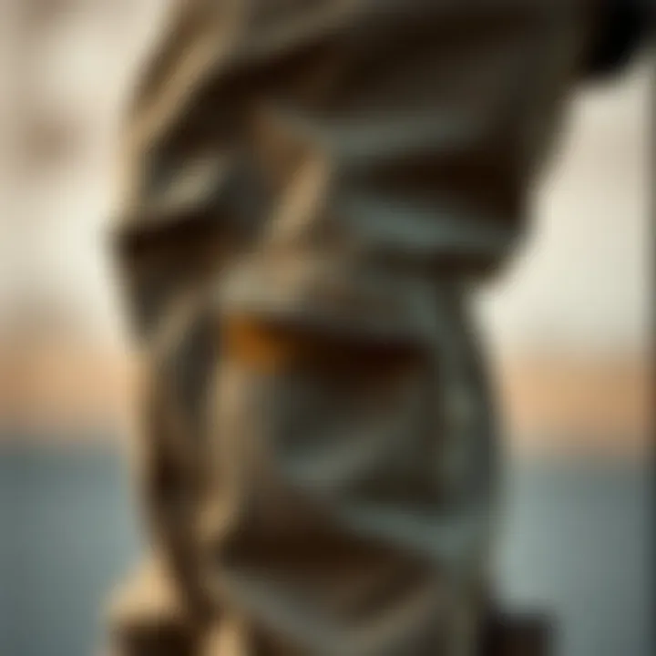 A detailed view of pockets and design elements on 33x30 pants