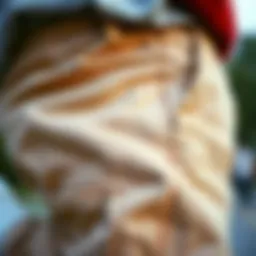 A close-up of skater khakis showcasing unique fabric textures