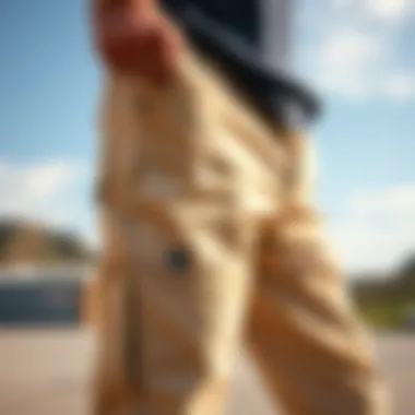 Innovative Design Elements of Skater Khakis A detailed view of the design elements on skater khakis