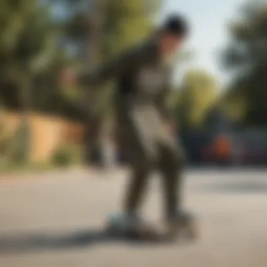 Skater performing tricks while wearing camo sweatpants