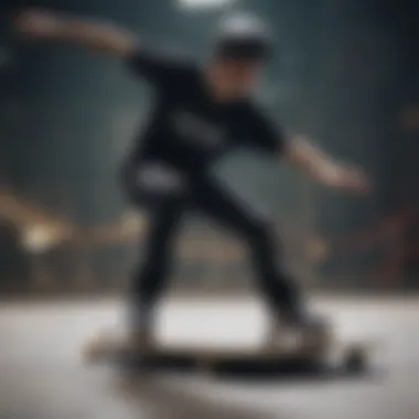 Skater performing tricks on laser plate skateboard