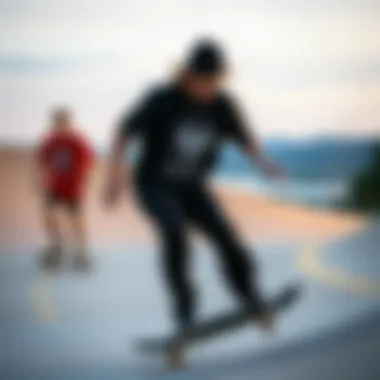 Skaters in Action with Imperial Motion Skaters wearing Imperial Motion shirts during a skate session
