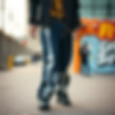 A fashion-forward street style ensemble featuring skeleton denim