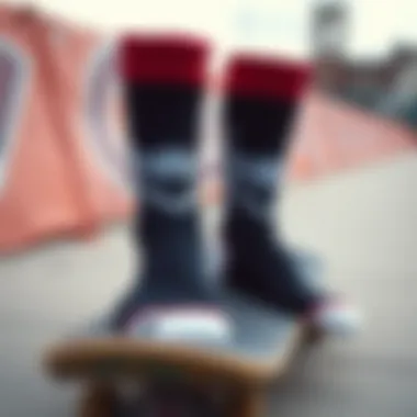 Artistic Design of Spider Socks Artistic design of spider socks displayed on a skateboard