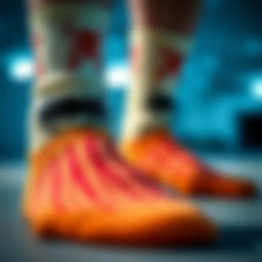 Close-up of spider socks showcasing material details