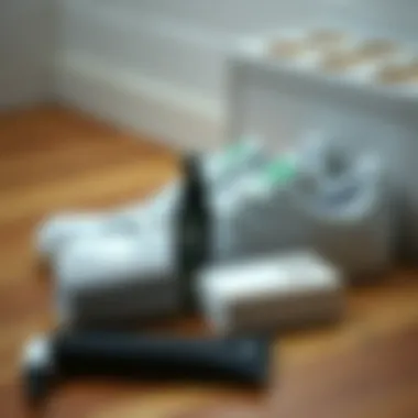 A care kit with cleaning supplies next to a pair of Stan Smith sneakers