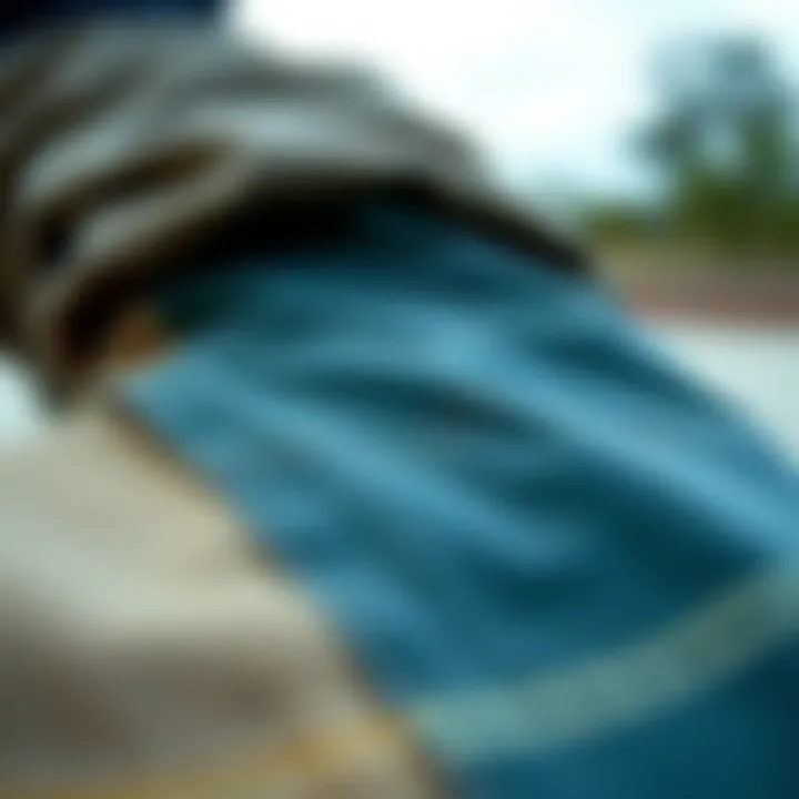 Close-up of various materials used in starter pants