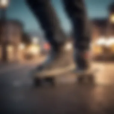 A close-up of skateboarding shoes on sale