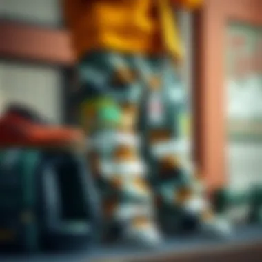 Teddy Fresh pants alongside skateboarding gear