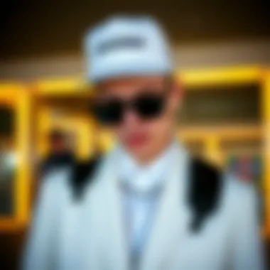 A fashion-forward individual pairing accessories with the all white Dickies suit.