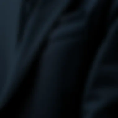 Close-up of black blazer fabric and stitching details