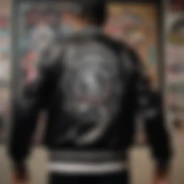 Personalized black letterman jacket with custom patches and designs, reflecting individual style.