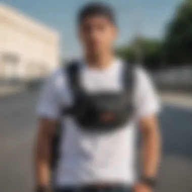 Practical features of the black shoulder fanny pack during skateboarding