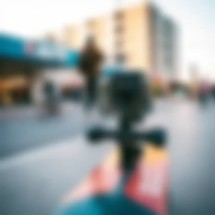 Close-Up of Skate Cam in Action Close-up of a skate cam mounted on a skateboard capturing the street scene