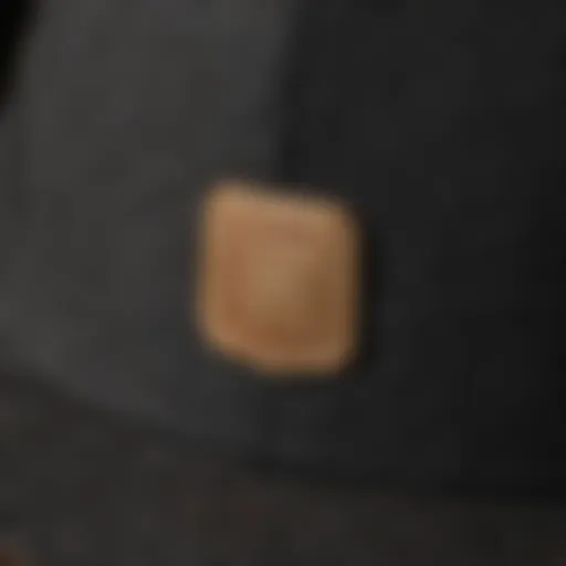 A close-up view of the fabric texture of a five panel skate hat