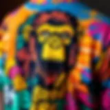 A close-up of a Bored Ape shirt showcasing vibrant art
