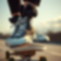 High top stacked Converse on a skateboard deck