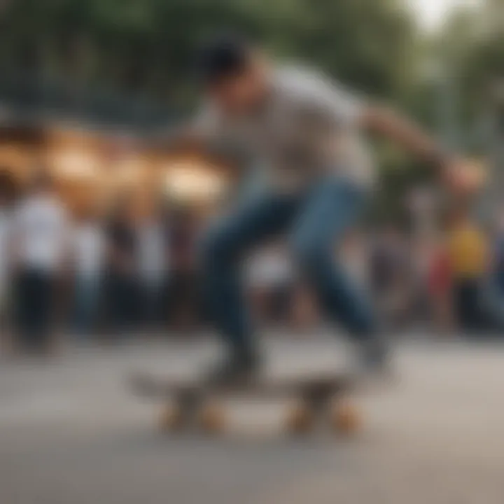 A skateboarder performing tricks while wearing street pants, highlighting functionality.