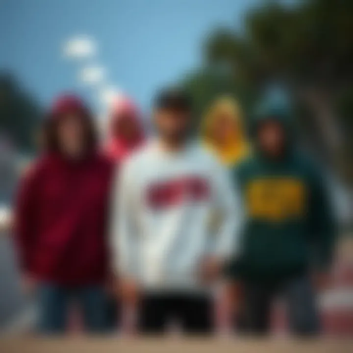 A collection of various sweatshirt styles favored by skaters