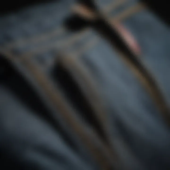 Close-up of bottom-zipper jeans showcasing the unique design