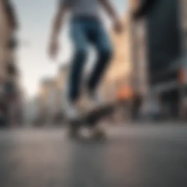 Skaters performing tricks while wearing bottom-zipper jeans