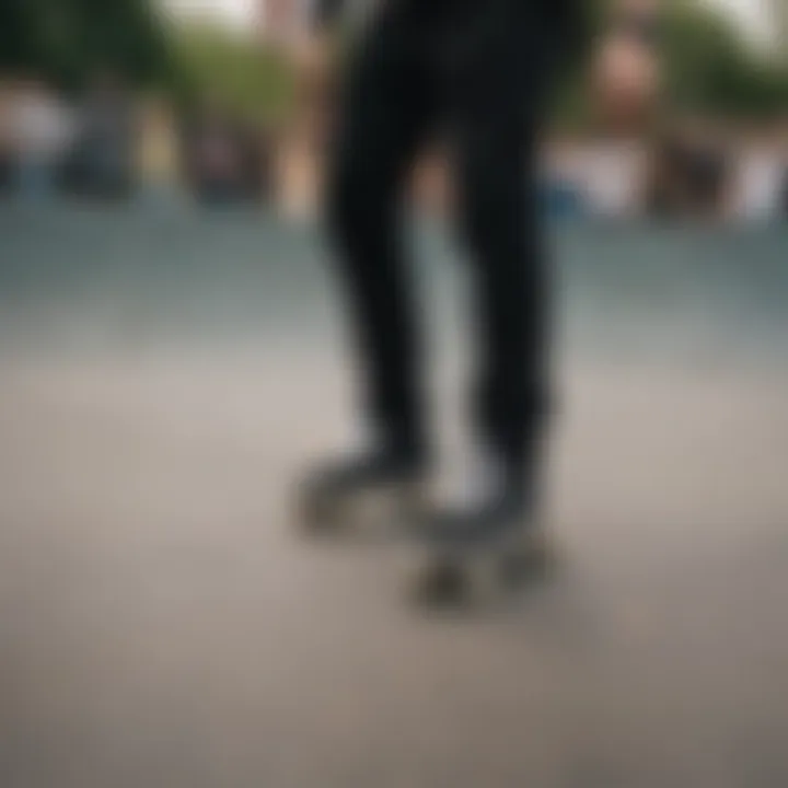 Group of skaters with black Vans shoes in a skate park