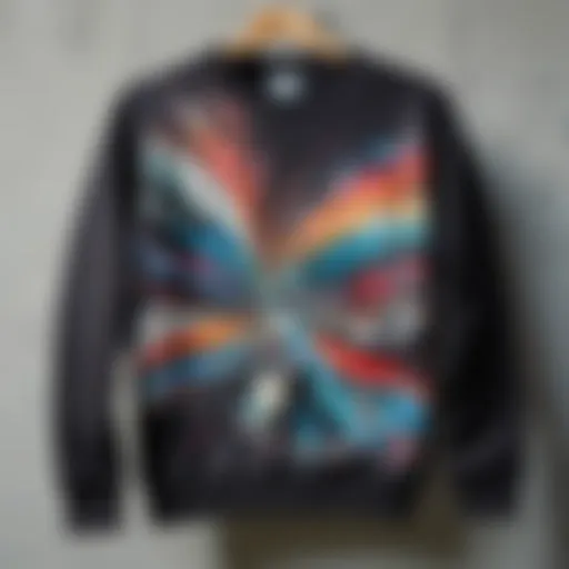 Vividly painted sweatshirt showcasing abstract designs