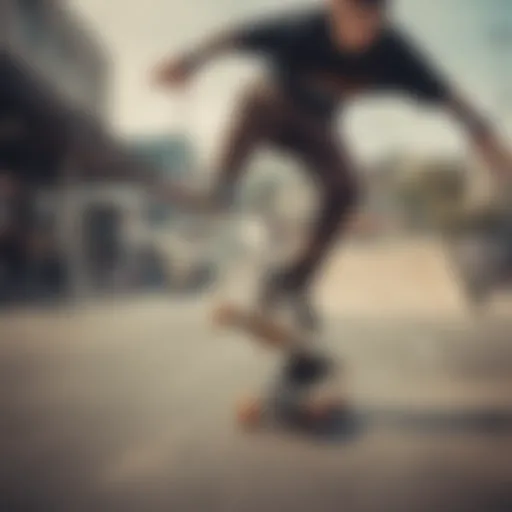 Dynamic skateboarder performing a trick