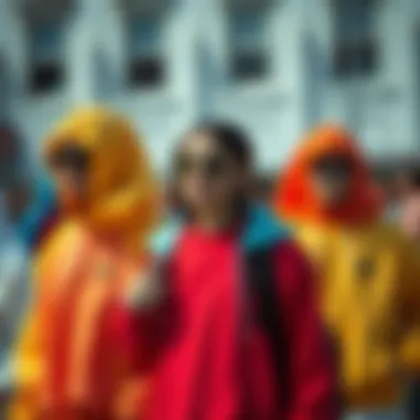 Vibrant clothing displaying a spectrum of colors