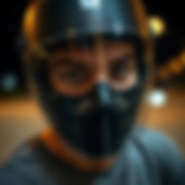 Essential Protective Face Shield Close-up of a skateboarder wearing a protective face shield