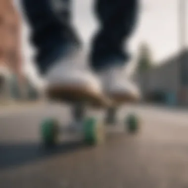 Focus on Safety Gear in Skateboarding Close-up of a skateboard with an emphasis on safety gear