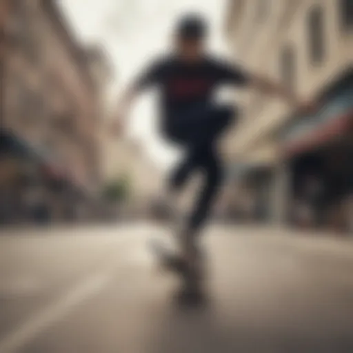 A skateboarder practicing tricks in an urban setting