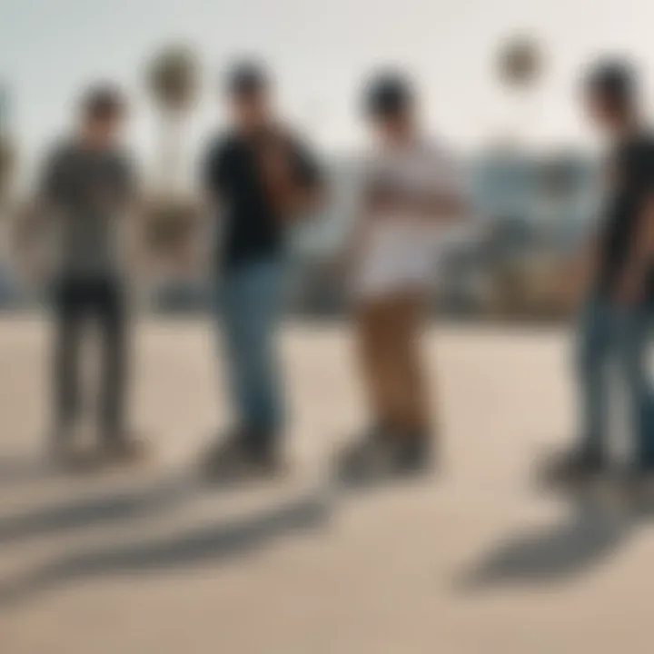 Group of skateboarders wearing Nixon watches while performing tricks