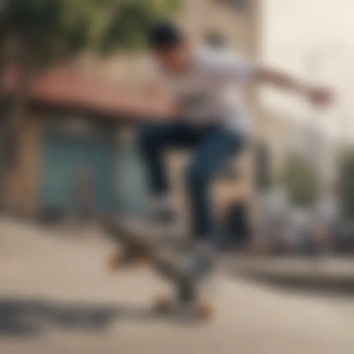 Skateboarder performing a trick with Jessup grip enhancing performance