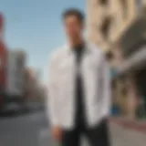 Stylish skater wearing an Obey button down shirt in an urban setting