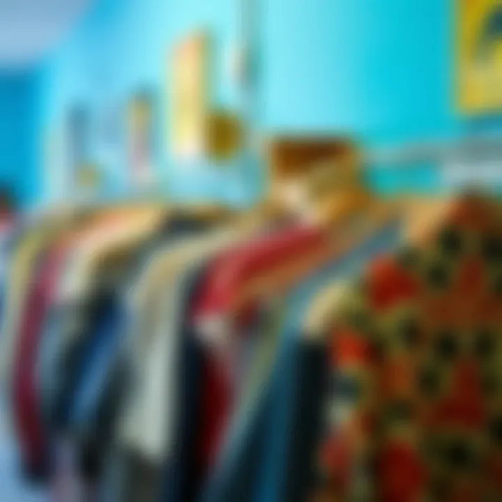 A vintage clothing rack showcasing retro styles