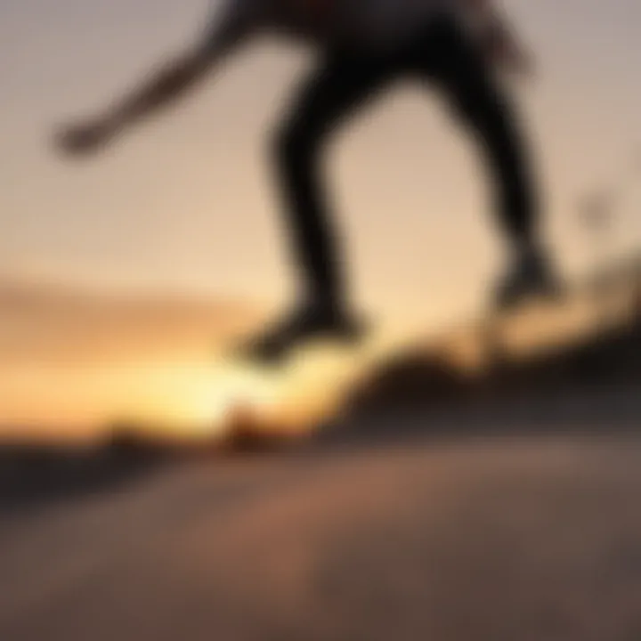 A silhouette of a skateboarder at sunset, symbolizing freedom