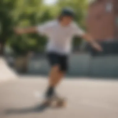 A skater demonstrating the practicality of a fanny pack while performing tricks