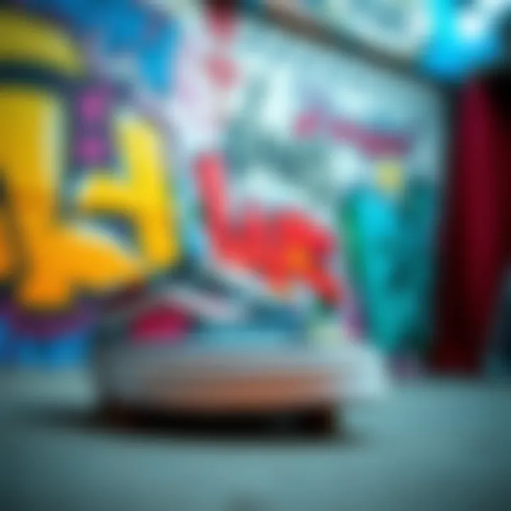 Fusion of Art and Skate Culture Artistic graffiti background complementing Vans designs