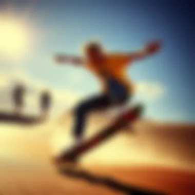Dynamic Expression in Skateboarding Skateboarder performing tricks in vibrant colors