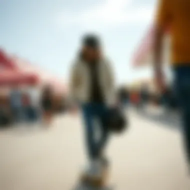 Notable figures in skate walking captured in action during a skate event