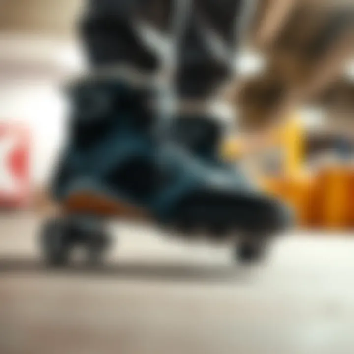 Close-up of specialized skate walking footwear designed for enhanced grip and mobility